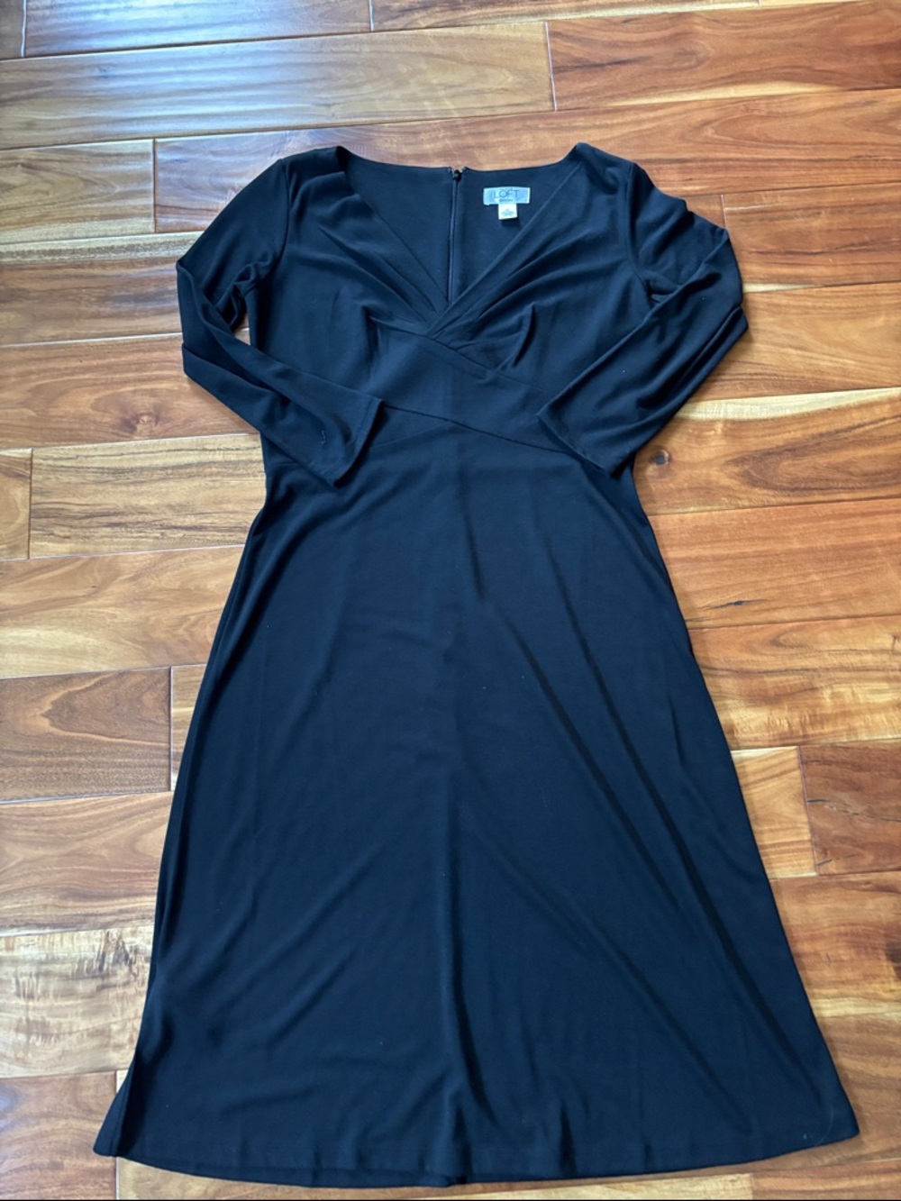 LOFT Petite Black V-Neck Dress